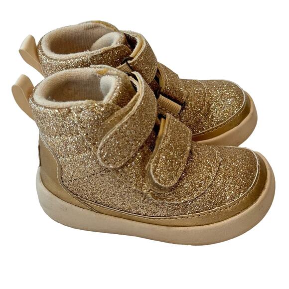 UGG Baby Girl's Pritchard Sparkles Sneaker sz 2/3 Gold Metallic Sneakers - Picture 1 of 7